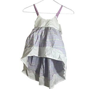 Pleiades Girls Dress Size 12M White Tank Purple Stripe Hi Low Summer 18M